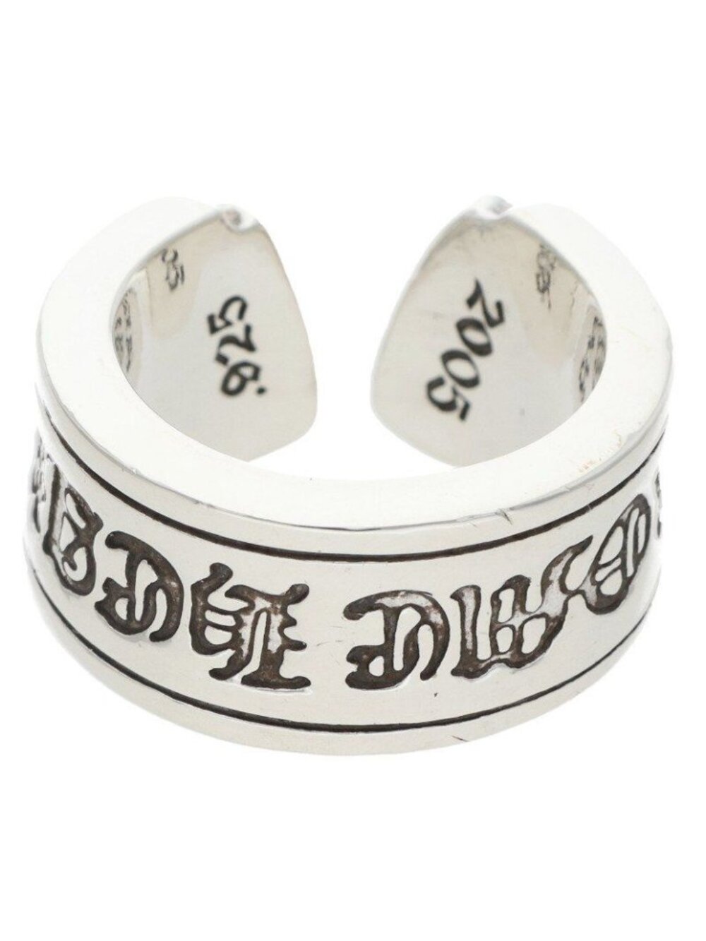 Chrome Hearts LG Scroll Label Large Silver Ring